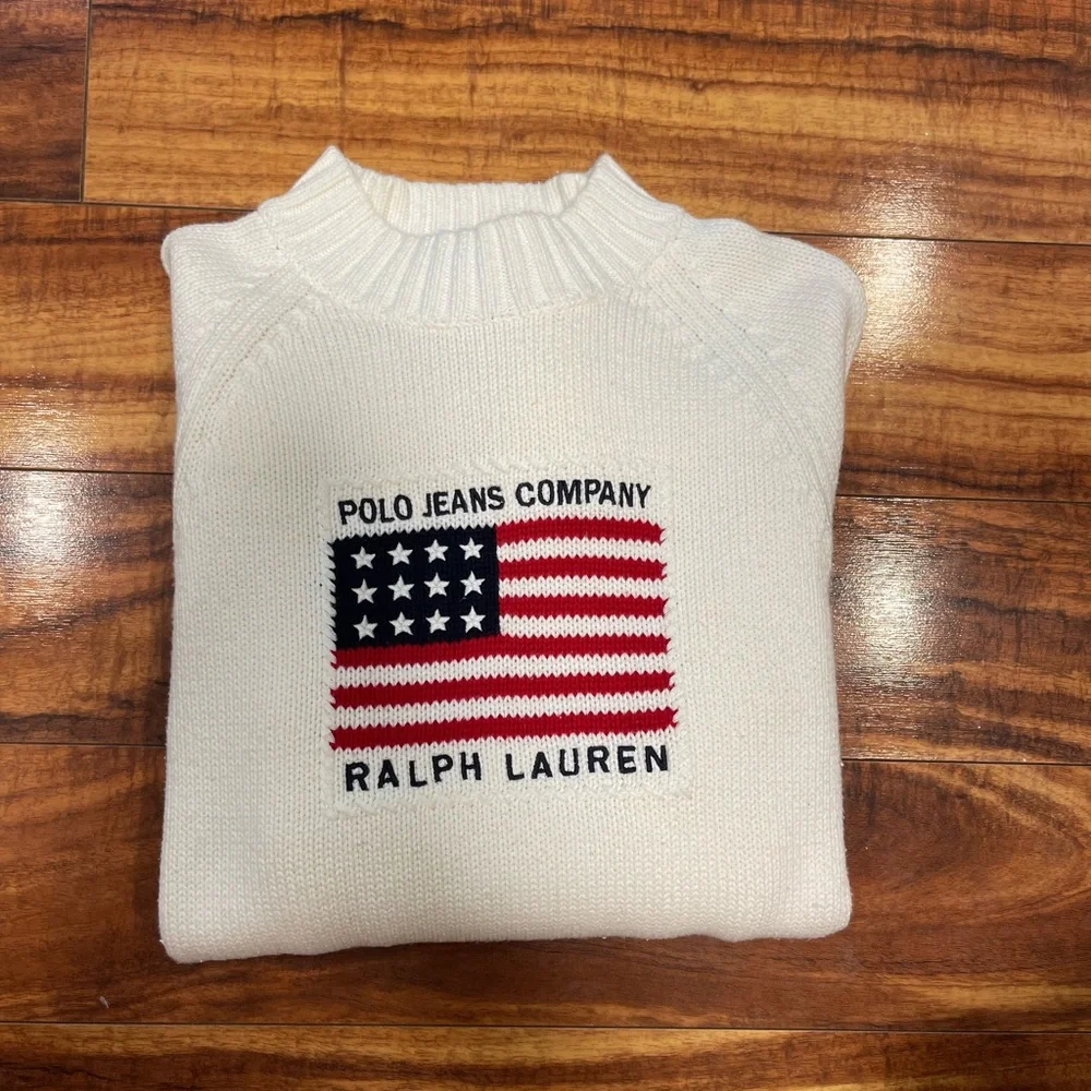 Polo Ralph Lauren Flag Sweater Small - Picture 1 of 8